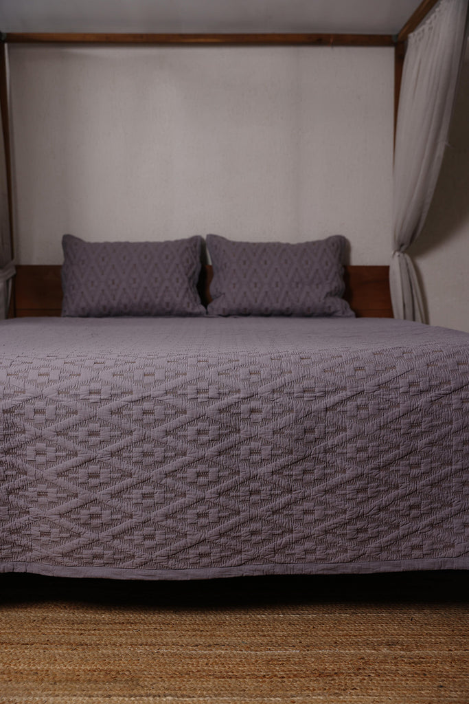 Ikkat Grey - Quilted Bed Spread Set